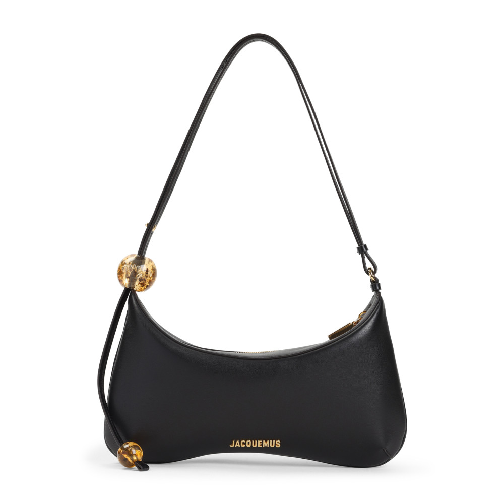 Jacquemus Le Grand Bisou Perle Leather Shoulder Bag In Black