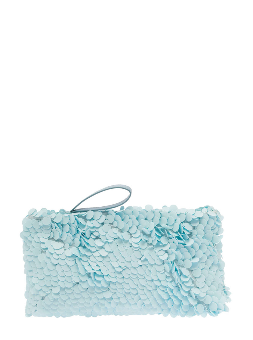 Dries Van Noten Light Blue Sequin Clutch In Blue