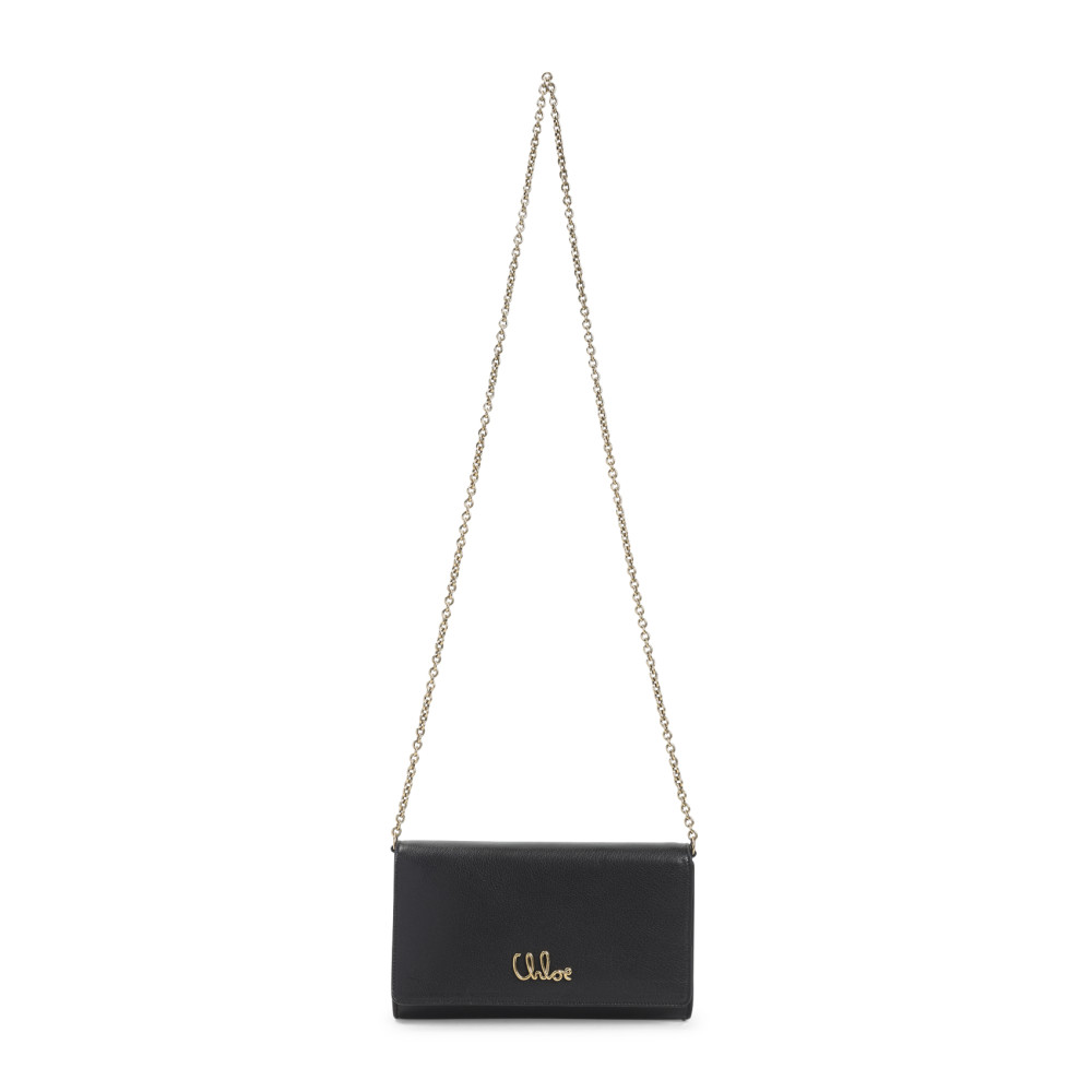 Chloé Compact Black Buffalo Leather Shoulder Bag In Black