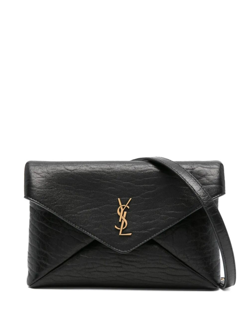Saint Laurent Black Cassandre Crossbody Bag In Black
