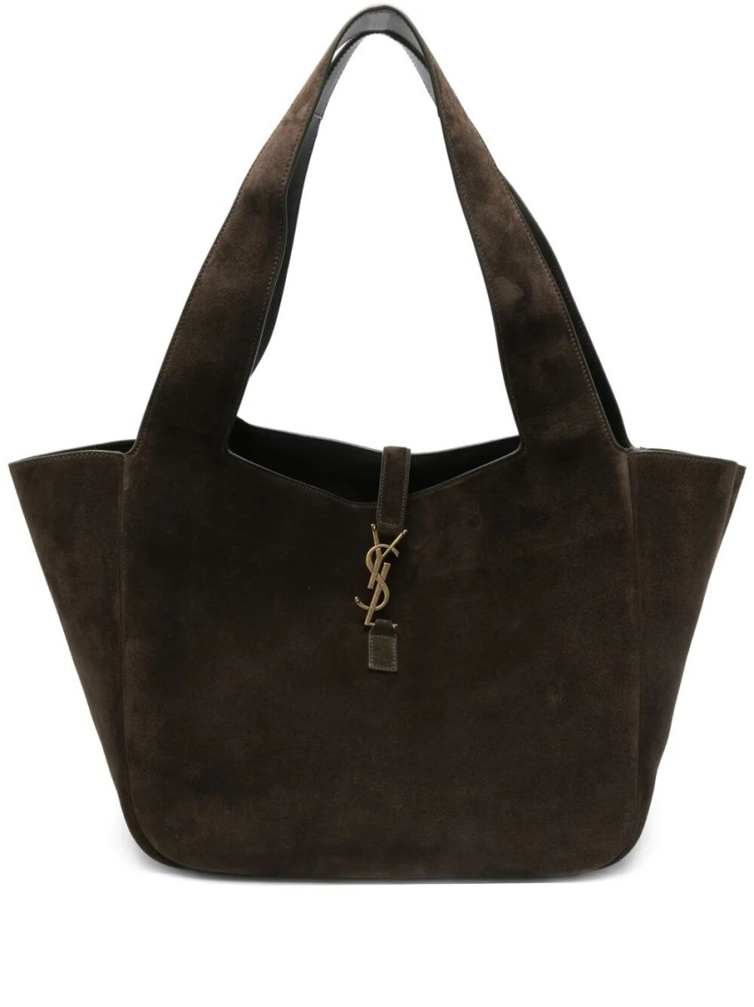 Saint Laurent Dark Brown Le 5 A 7 Bea Tote In Brown