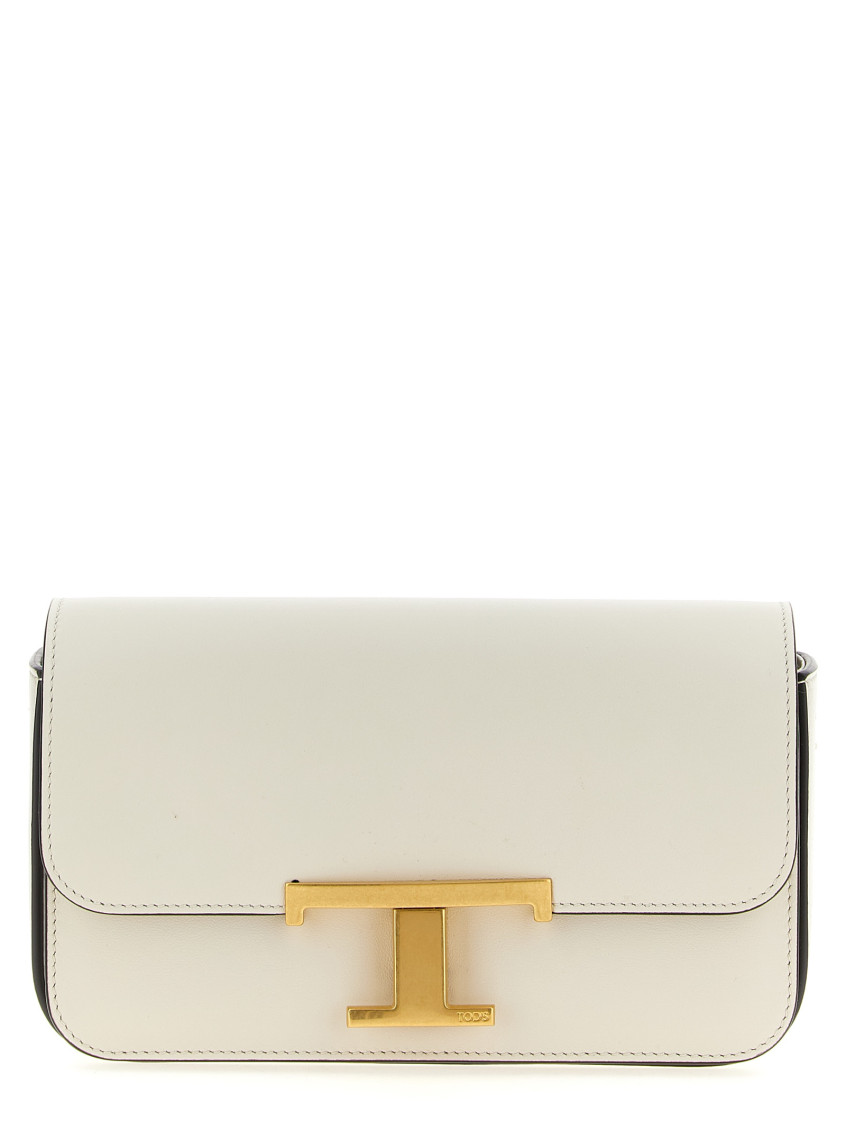 Tod's Micro Flap Leather Crossbody Bag In Sand