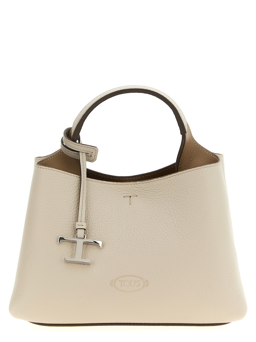 Tod's Micro Leather Handbag Crossbody Bags Gray In White