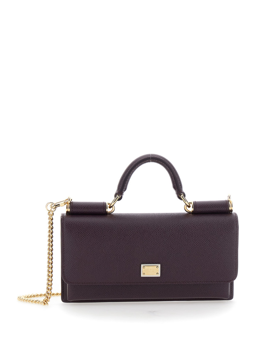 Dolce & Gabbana Structured Phone Bag With Textured Finish In Purple