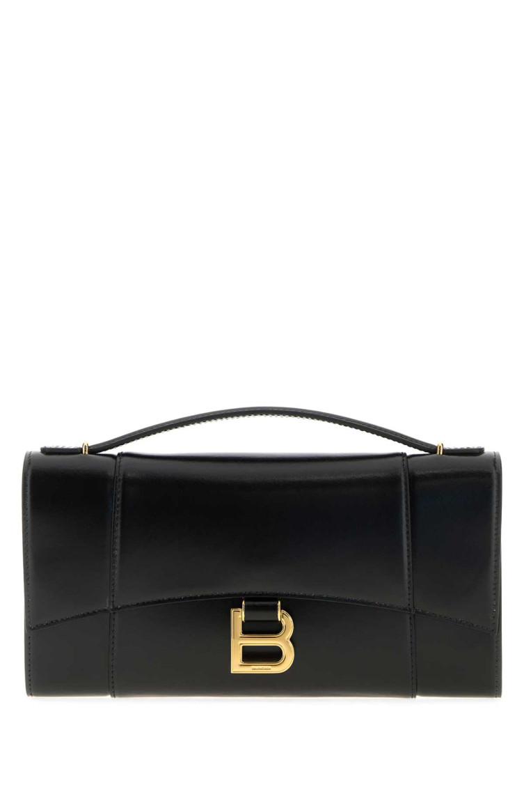 Balenciaga Hourglass Clutch With Handle In Black