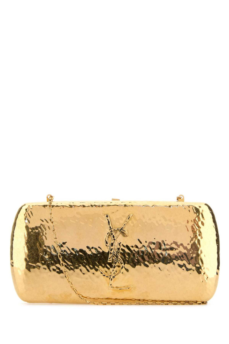 Saint Laurent Evening Clutch Featuring Chain Strap In Gold