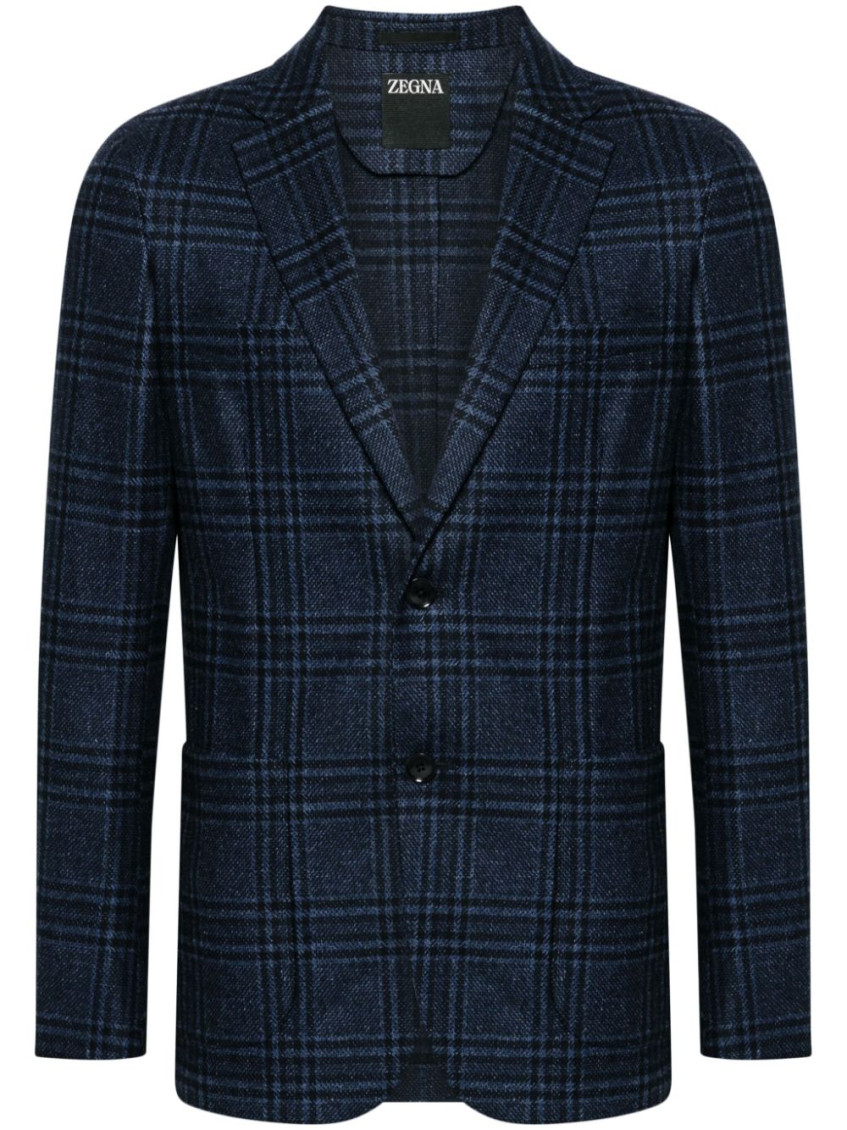 ZEGNA NAVY BLUE WOOL JACKET