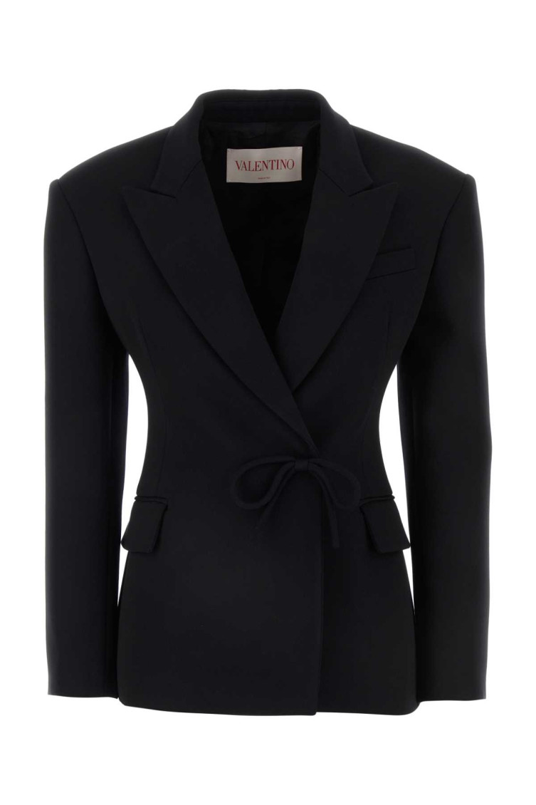 Valentino Slim Wool Blazer With Bow In Black
