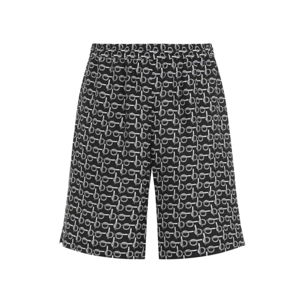 Burberry Printed Silk Bermuda Shorts In Black