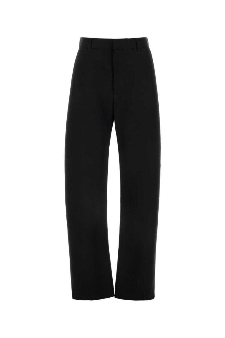 Bottega Veneta Pleated Cotton-twill Wide-leg Pants In Black