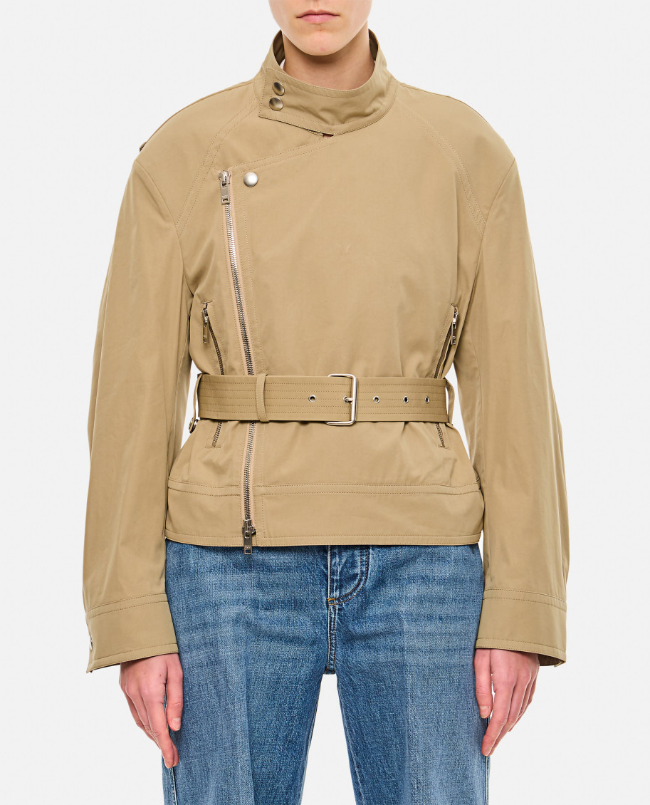 Shop Bottega Veneta Beige Compact Cotton Blouson