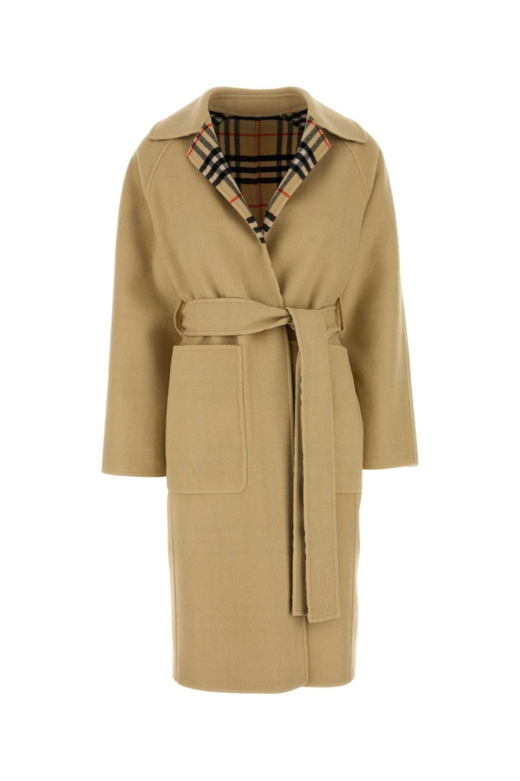 Shop Burberry Beige Belted Trench Coat