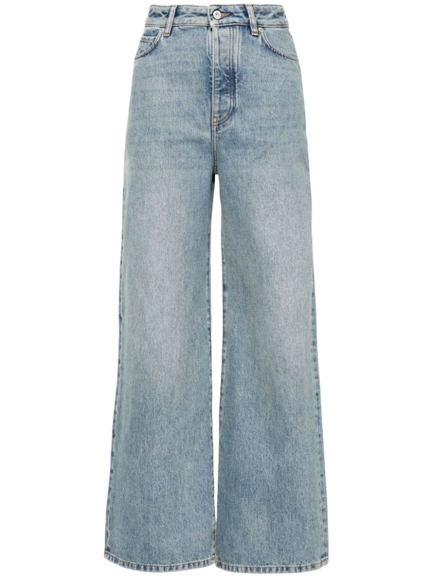 Loewe High Waist Denim Jeans With Wide Leg In Sky Blue