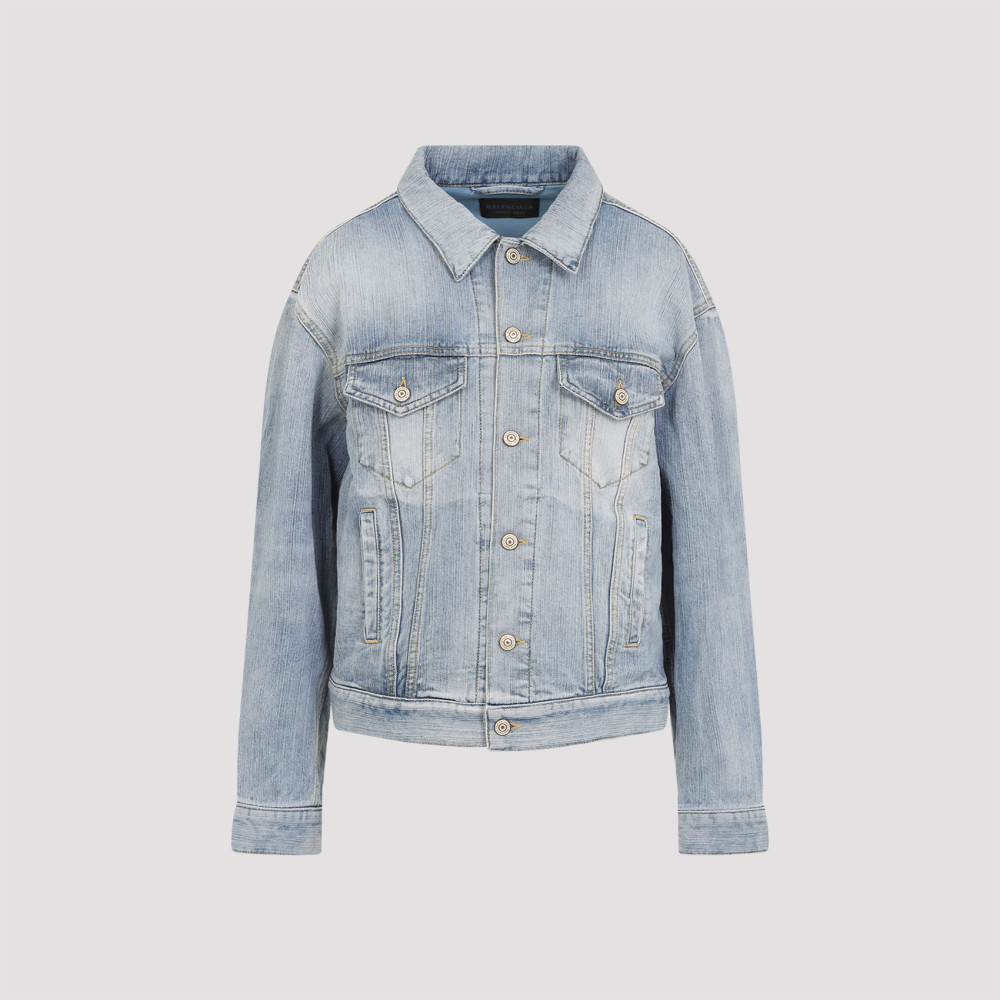 Balenciaga Standing Collar Jacket In Light Blue