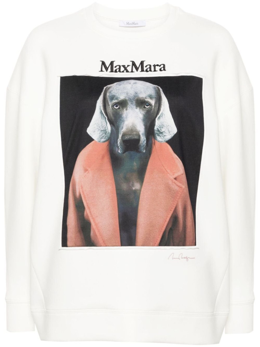 MAX MARA WHITE WEGMAN PRINT SWEATSHIRT