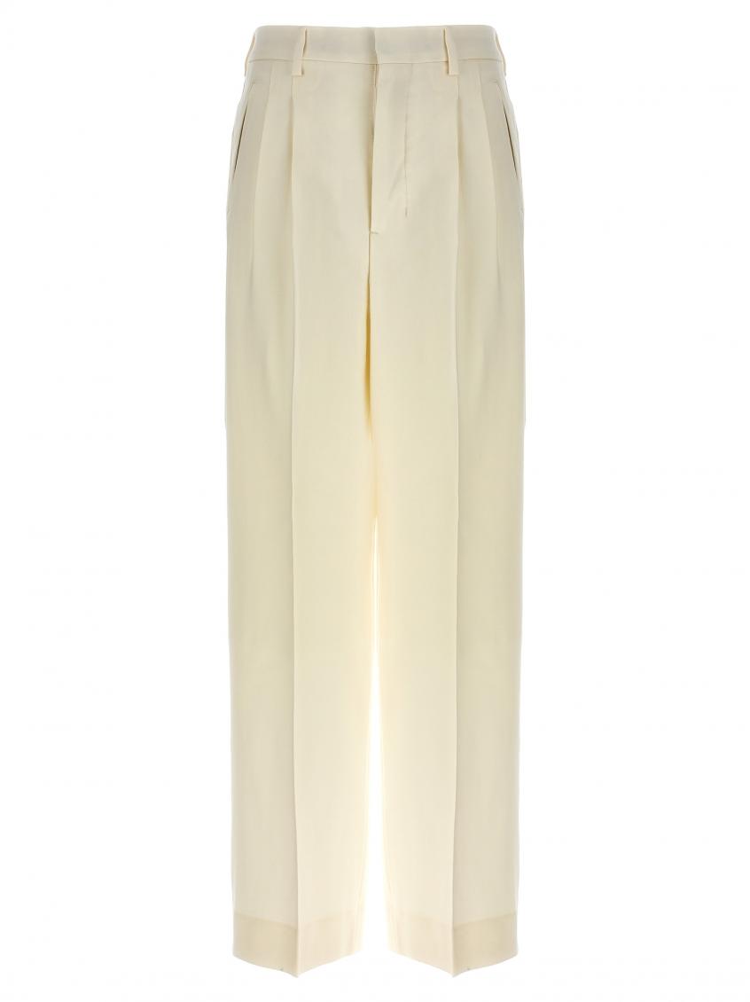 Ami Alexandre Mattiussi Pleated Trousers With Back Pockets And Belt Loops In White
