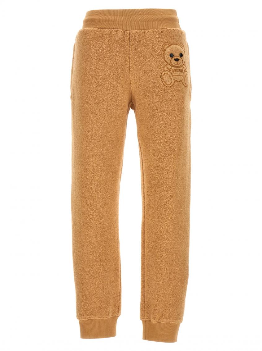 Moschino Teddy-bear Detail Cropped Trousers In Beige