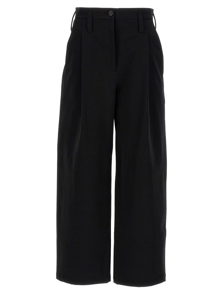 Philosophy Wide Leg Trousers With Cuffed Hem In Black
