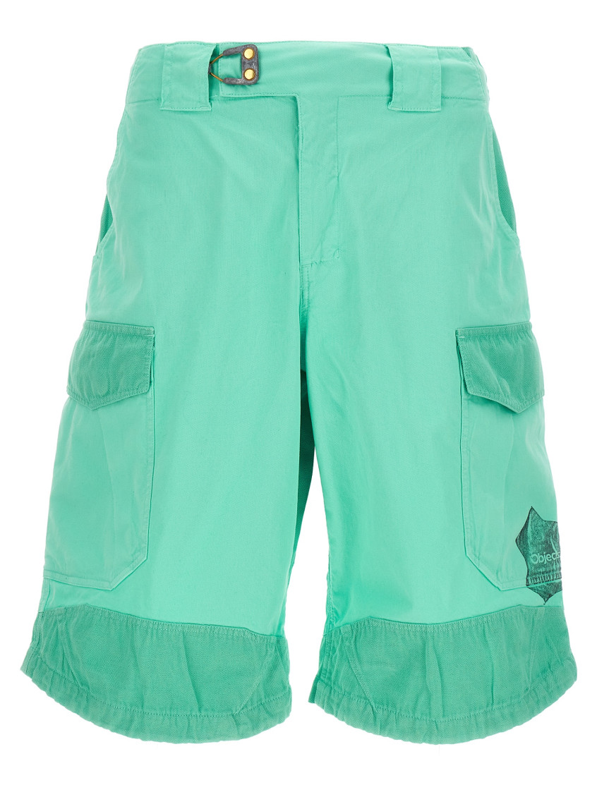 Objects Iv Life Mint Cotton Cargo Bermuda Shorts In Green