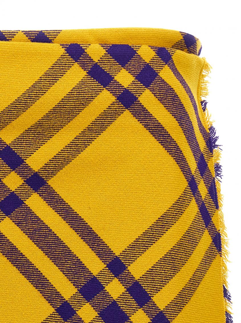 スカート BURBERRY Check kilt skirt Yellow Burberry Check Fringed-edge Kilt Wrap Skirt In Multi | ModeSens