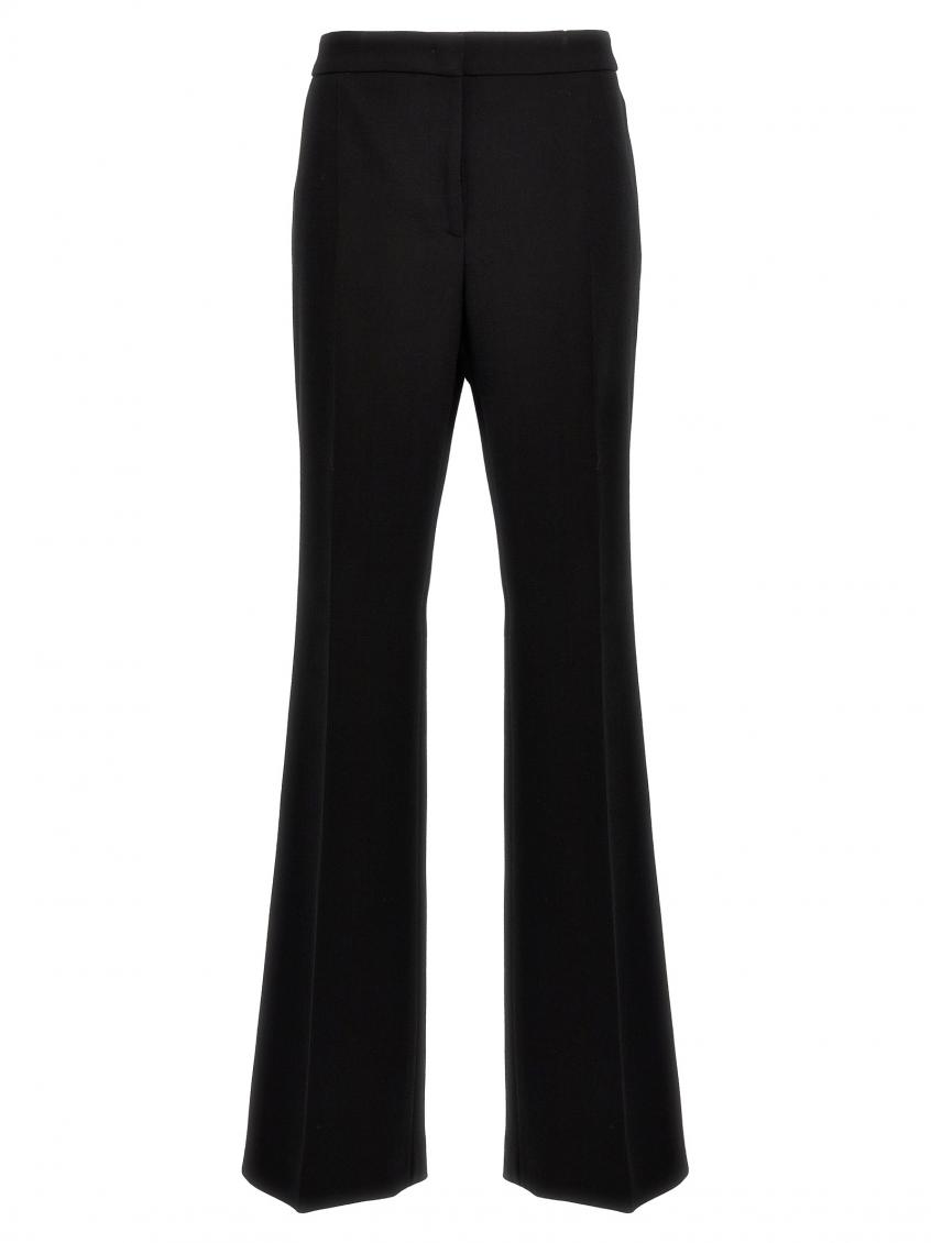 Moschino Wide-leg Wool Blend Crepe Pants With Central Pleat In Black