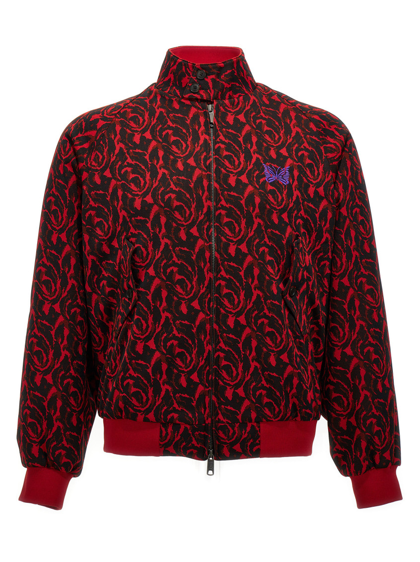 Baracuta Needle Jacquard Bomber Jacket In Red