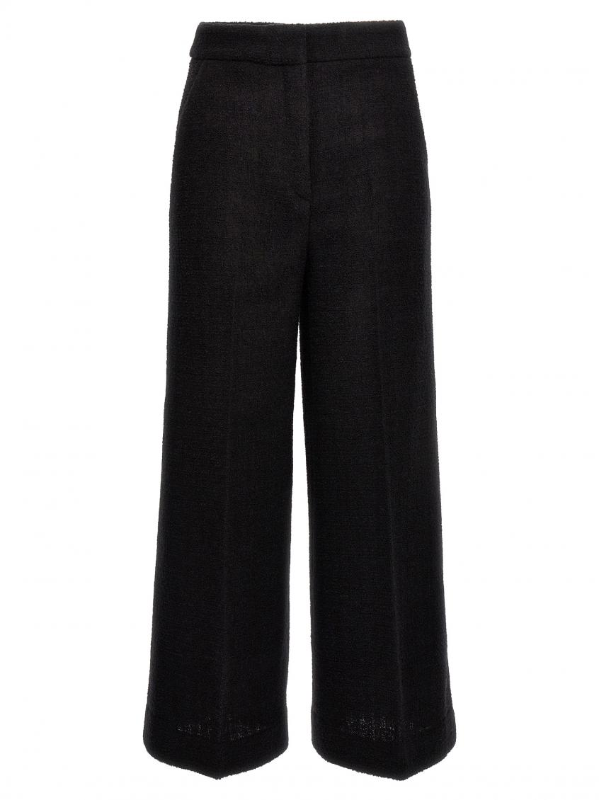 Moschino Wide-leg Textured Fabric Elastic Waistband Pants In Black