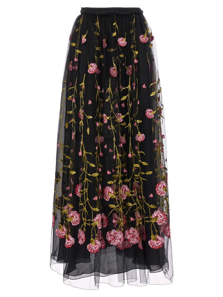 Giambattista Valli Multicolor Floral Embroidery Skirt