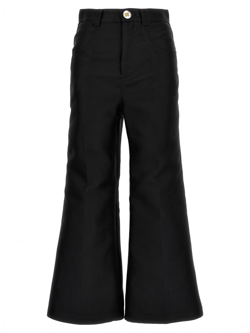 パンツ GIAMBATTISTA VALLI Cropped silk blend pants Black Giambattista Valli Black Cropped Silk Blend Pants for Women