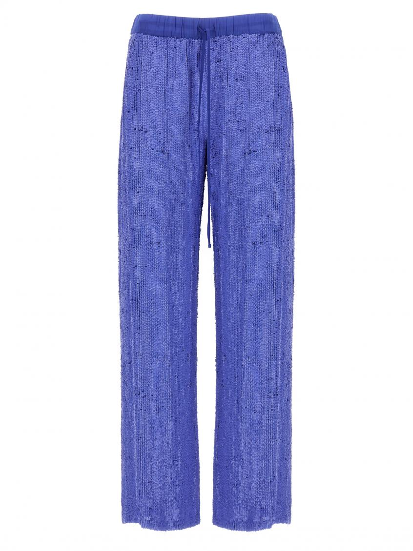 P.a.r.o.s.h . Wide-leg Trousers With Shimmering Sequin Detailing In Blue