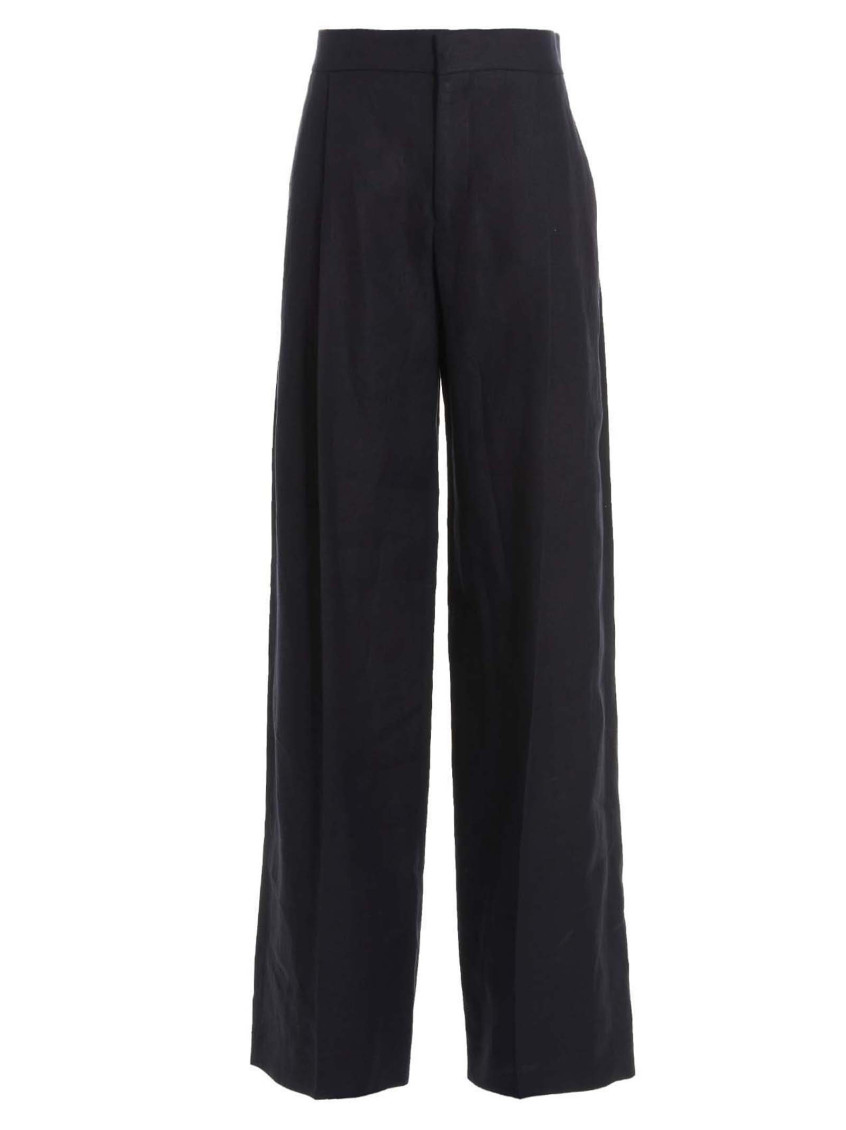 Chloé Linen Pants With Front Pleats In Blue