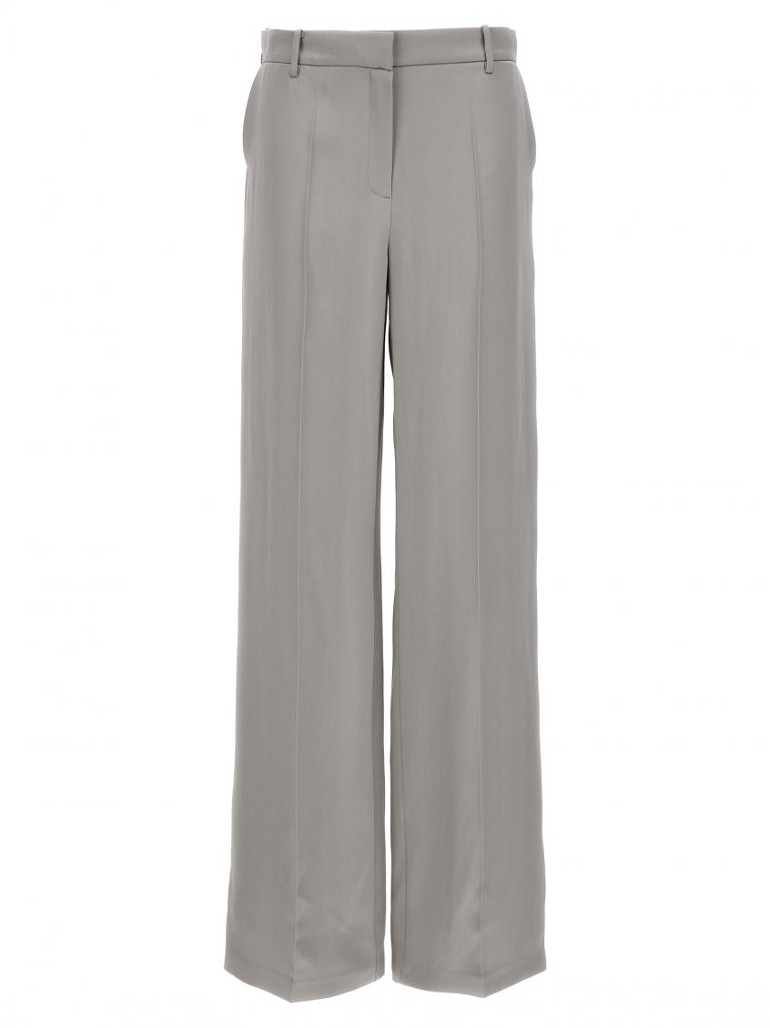Magda Butrym Satin Straight Leg Pants With Central Crease In Gray