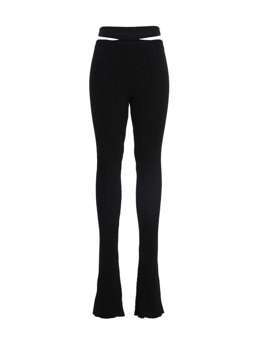 Shop Andreädamo Black Ribbed Flared Trousers