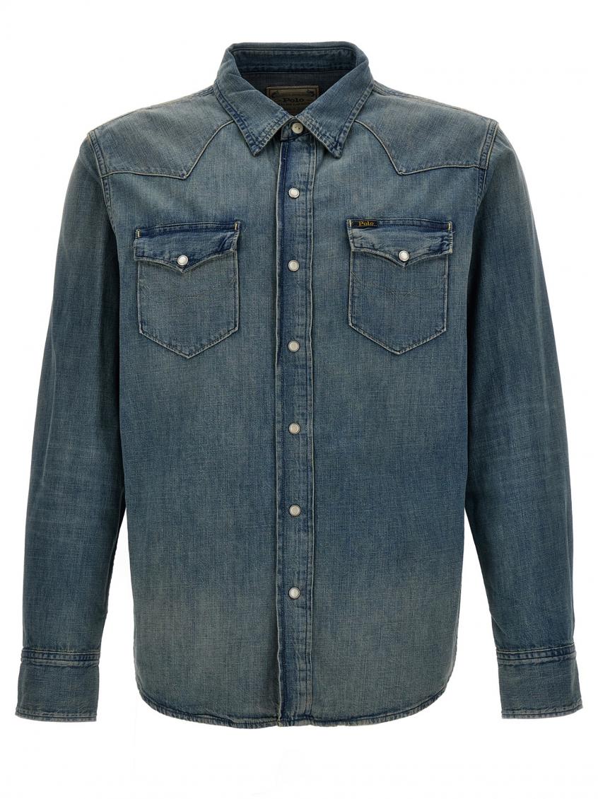Shop Polo Ralph Lauren Blue Denim Shirt