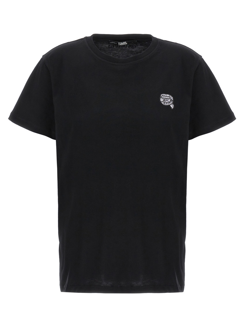 Shop Karl Lagerfeld Black Ikonik 2,0 Glitter T-shirt