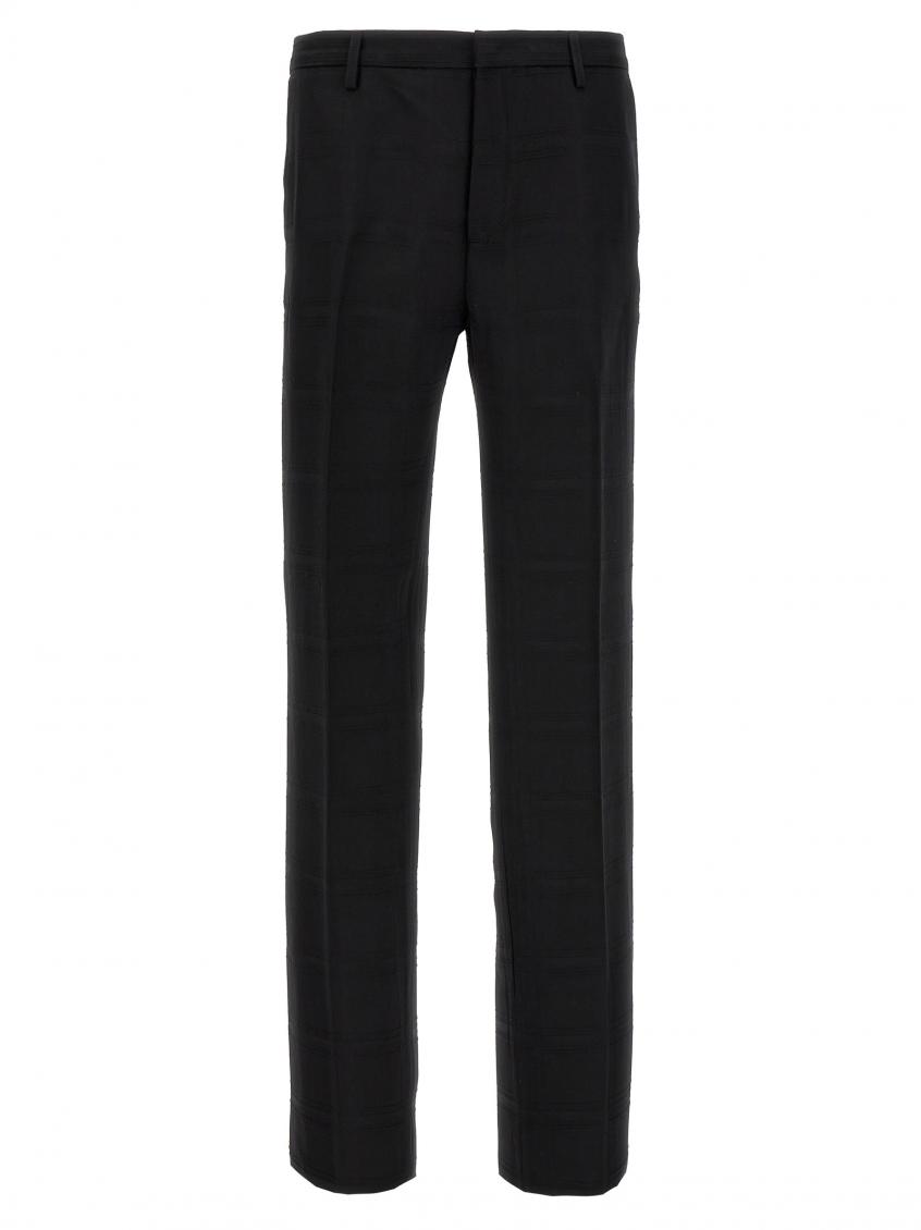 Etro Check Wool Trousers Pants Black In Black
