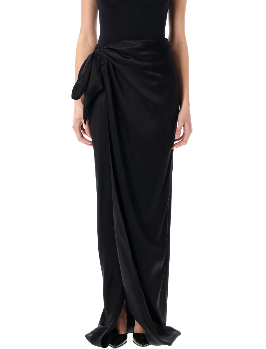 Balenciaga Long Satin Skirt Skirts Black In Black