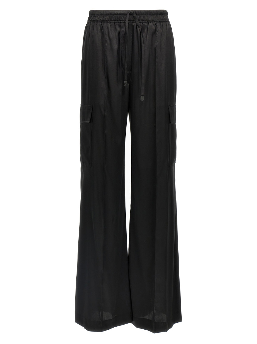 Tom Ford Stretch Silk Satin Flare Leg Cargo Pajama Pants In Black