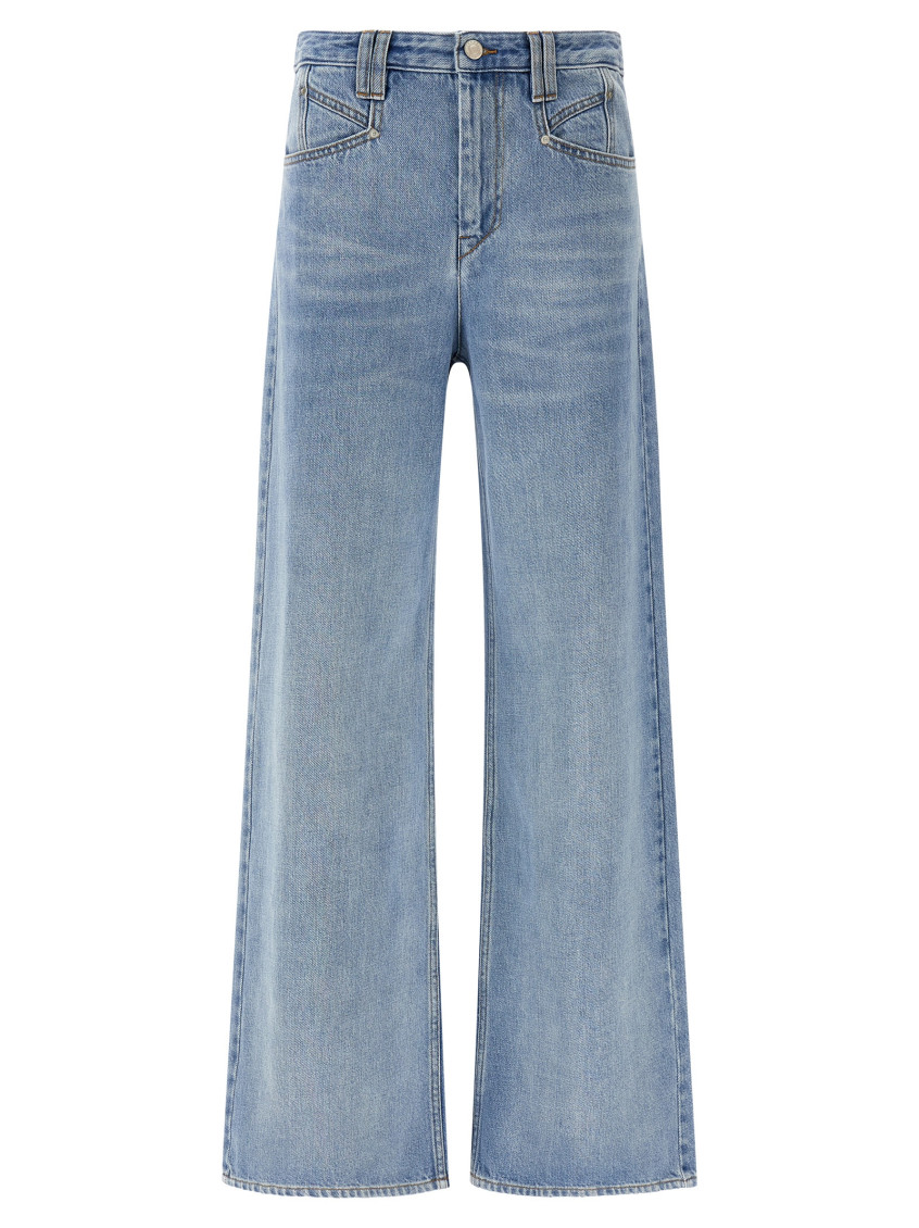 Isabel Marant Wide-leg Denim Trousers With Belt Loops In Light Blue