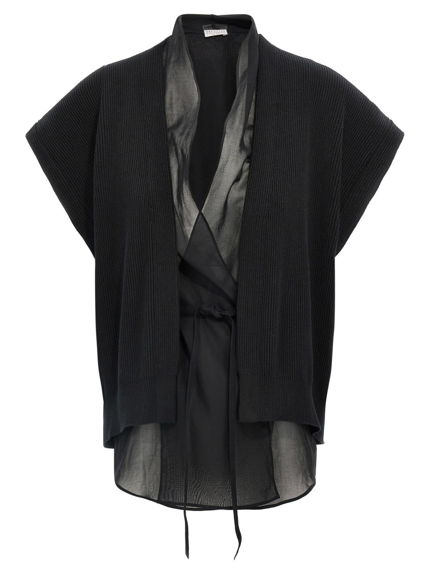 Shop Brunello Cucinelli Black Layered Cardigan