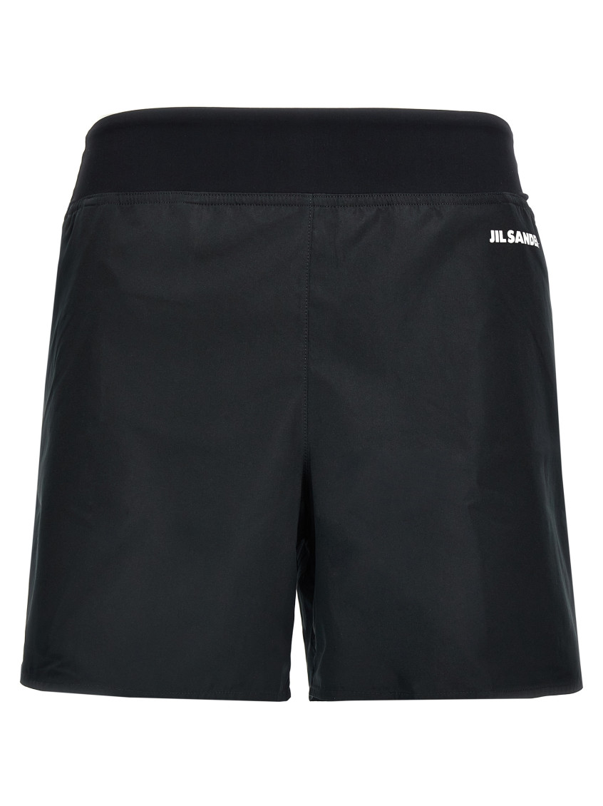 Jil Sander Knee-length Elastic Waistband Lightweight Shorts In Black