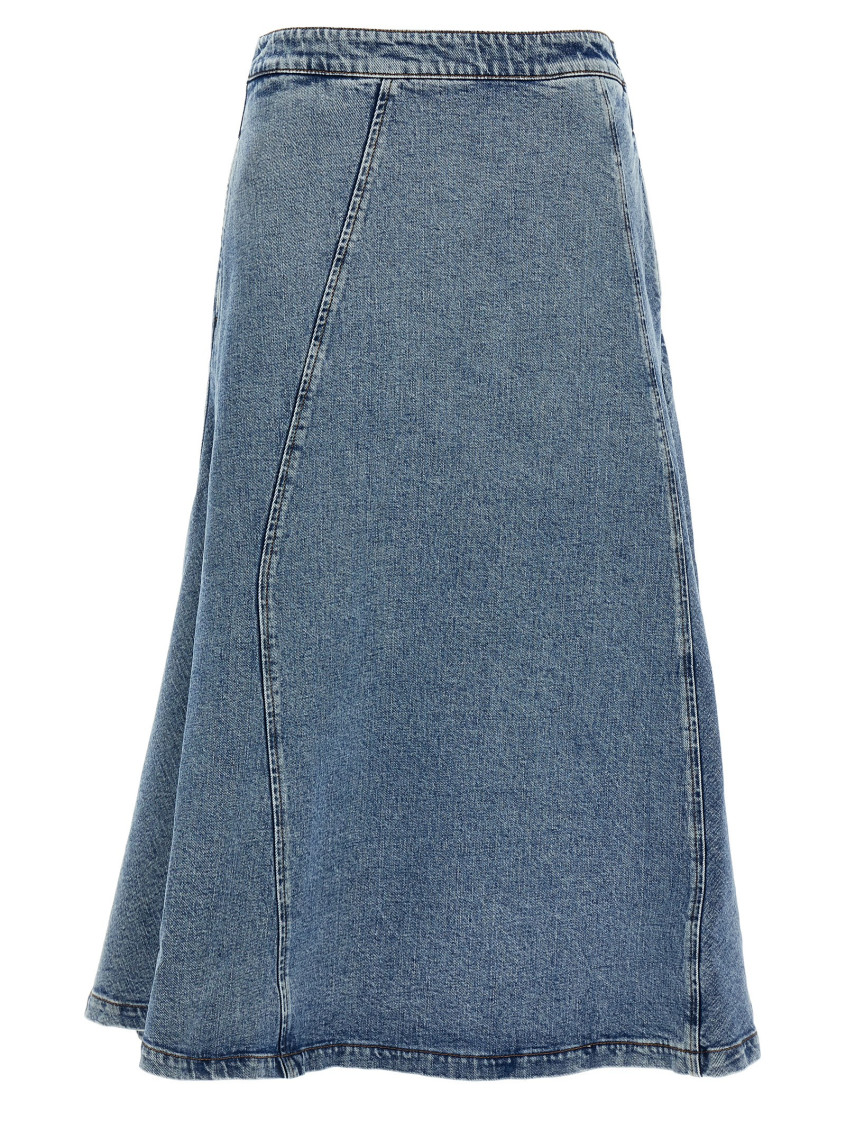 Fabiana Filippi A-line Silhouette Denim Skirt With Seam Detailing In Light Blue