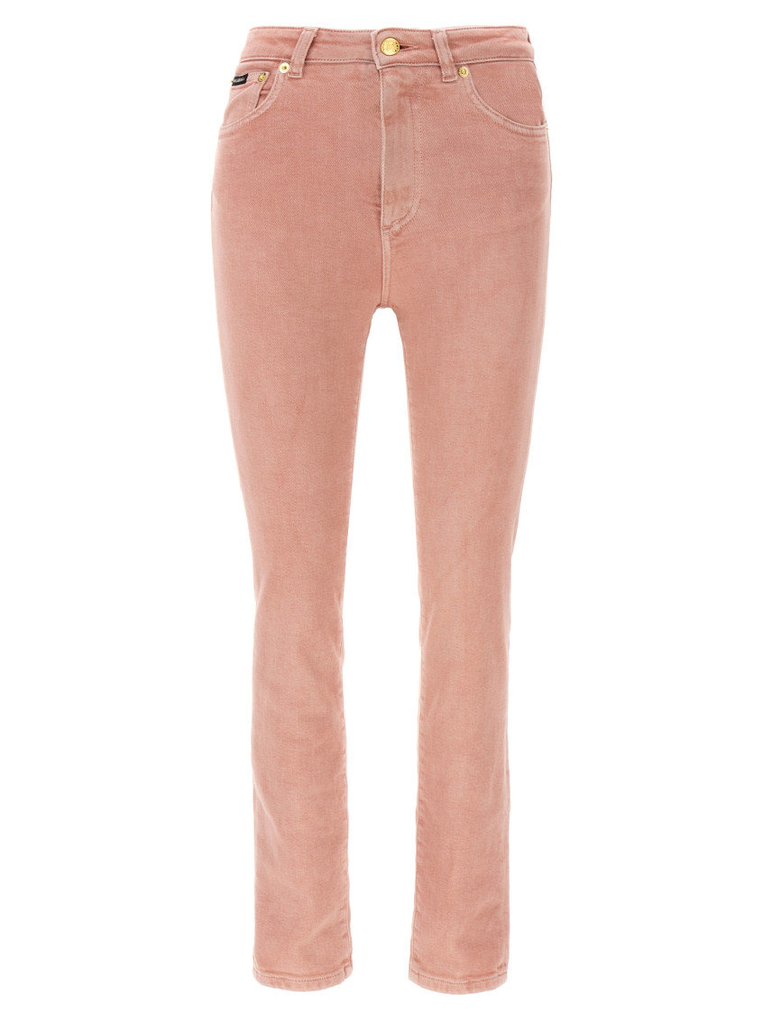 Dolce & Gabbana Artisanal Stretch Denim High-waist Jeans In Pink