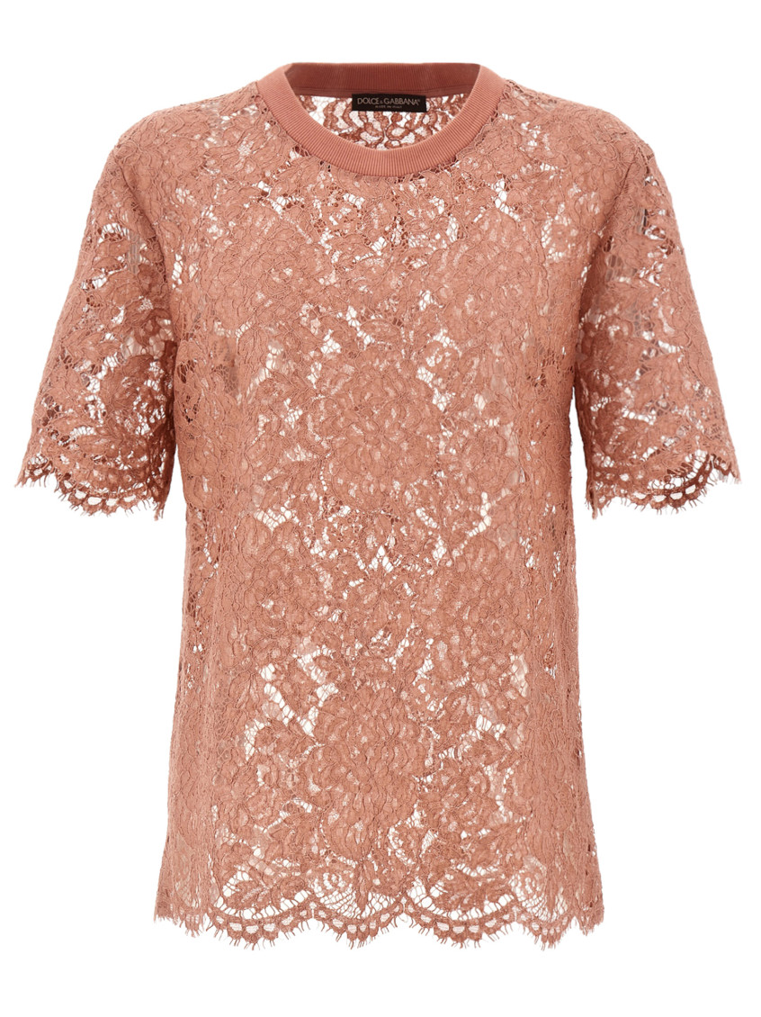 Dolce & Gabbana Dolce&gabbana Pink Lace T Shirt In Pink