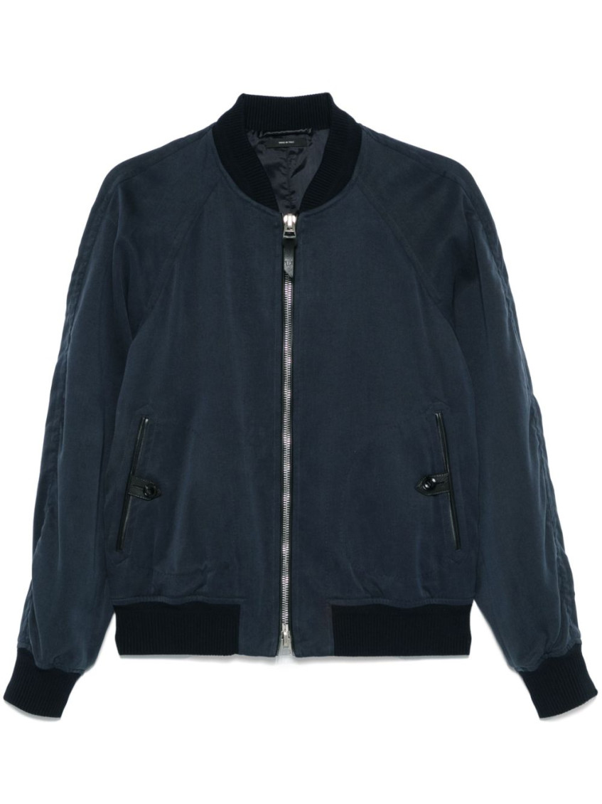 Tom Ford Navy Blue Gabardine Bomber Jacket In Navy Blue