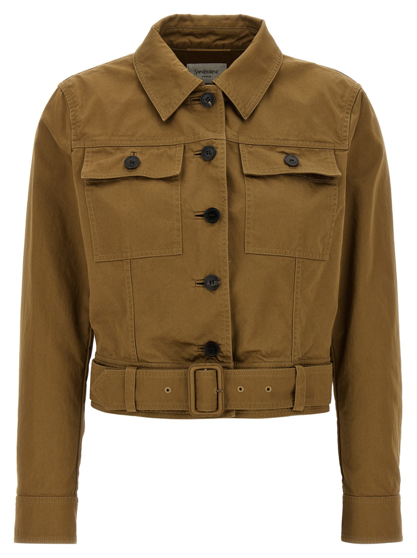 Saint Laurent Brown Canvas Jacket In Brown