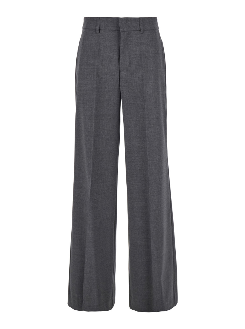 P.a.r.o.s.h Grey High-waisted Tailored Pants With Concealed Closure In Fabric Woman In Grey