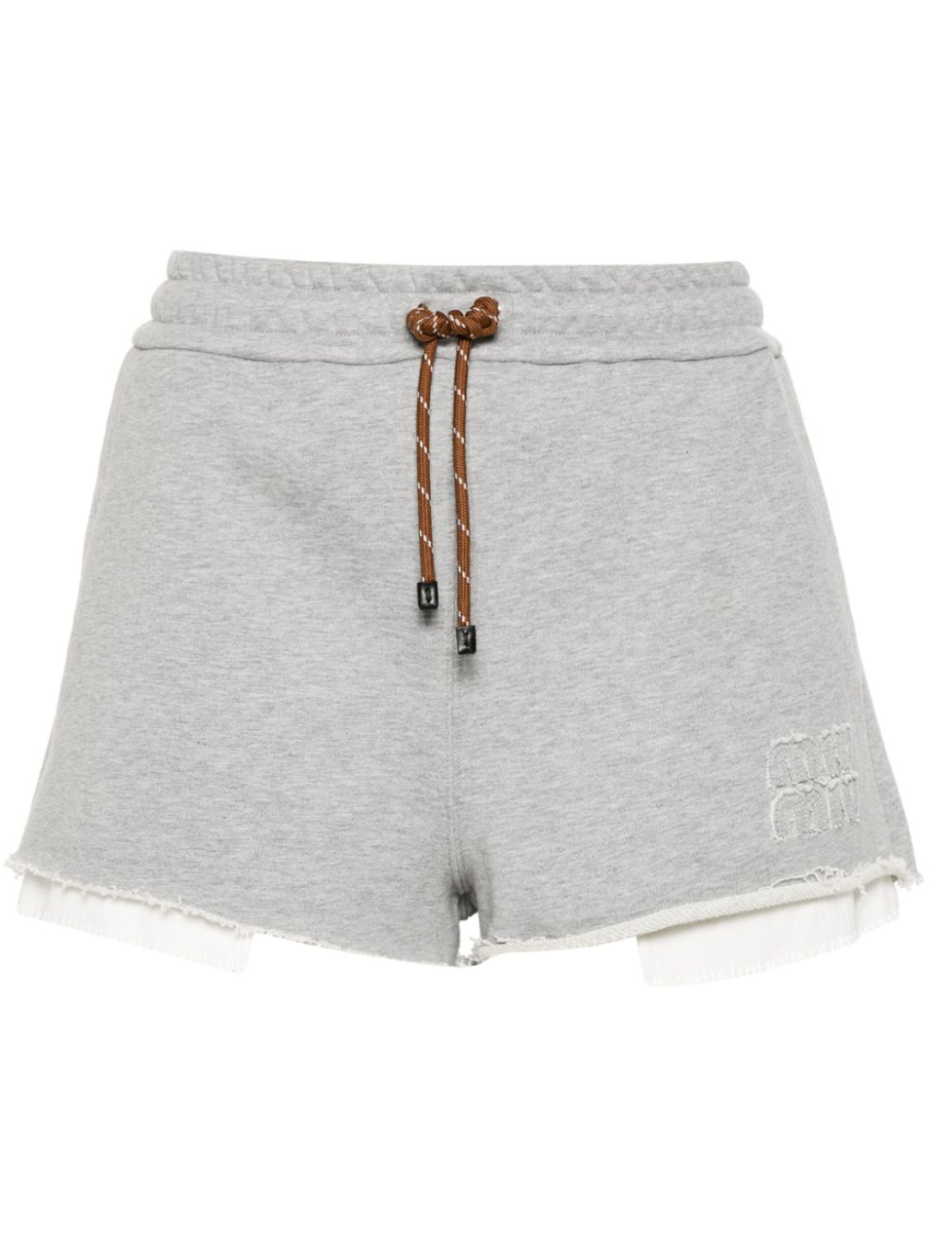 Miu Miu Cotton Fleece Shorts In Grey
