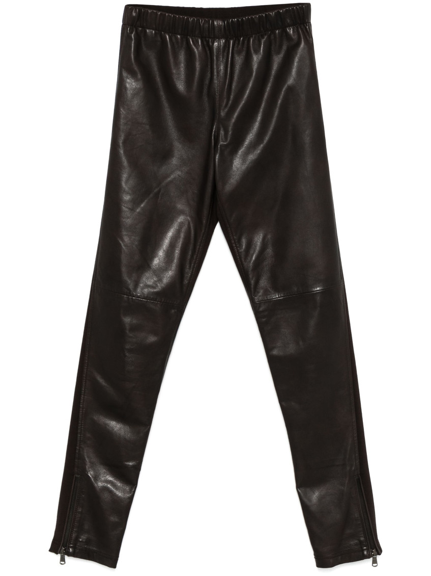 P.a.r.o.s.h Dark Brown Maciock Panelled Leggings In Dark Brown