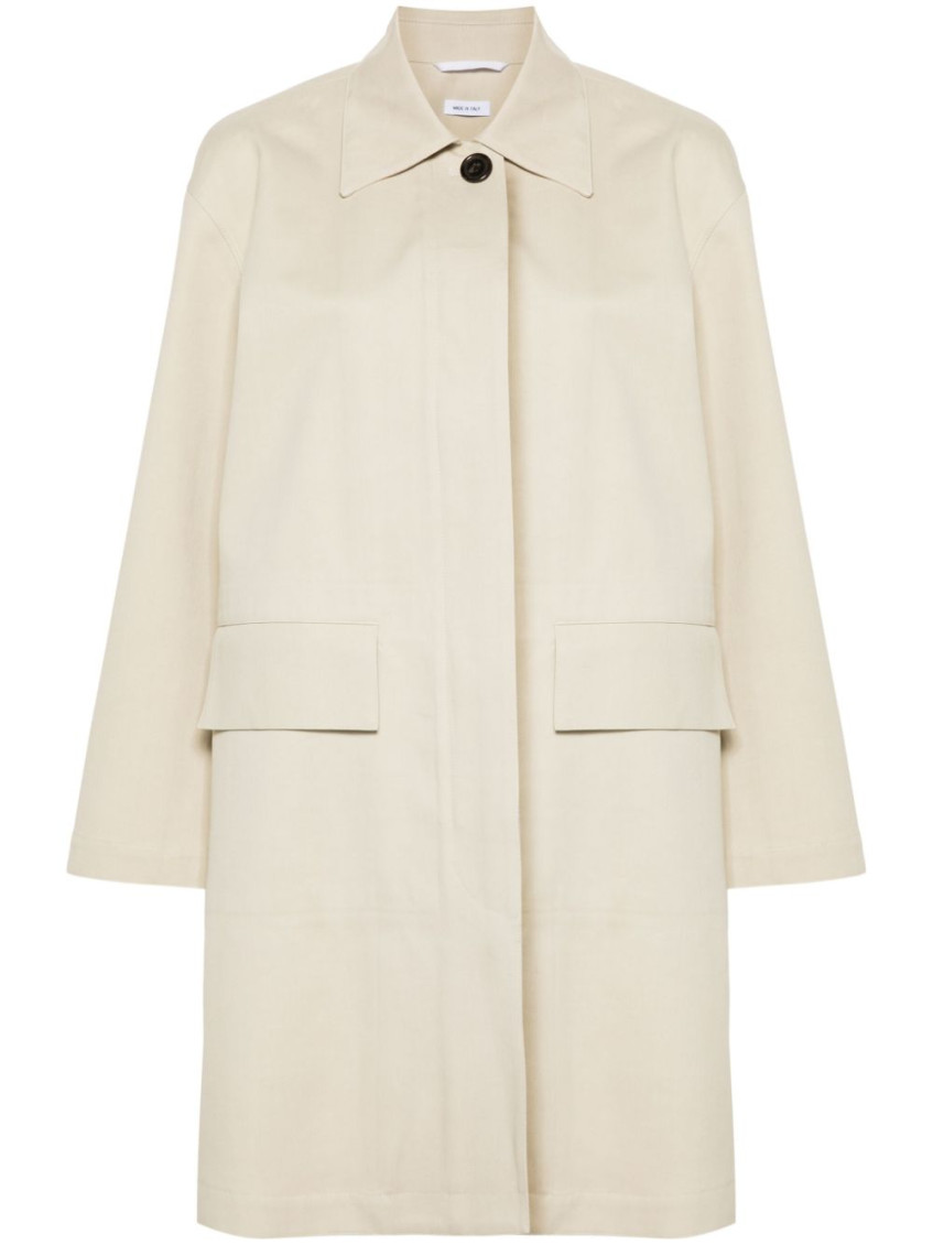 Thom Browne Collar Raincoat In Waterproof Cotton In Beige